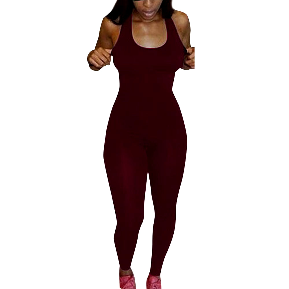 Women Casual Sleeveless Bodycon Romper Sexy Backless Scrunch Sporty Jumpsuit Club Bodysuit Long Pants Rd L Woman Clothing